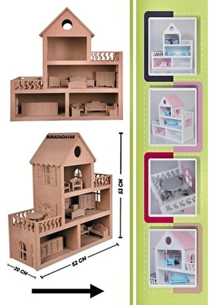 Barbie Bebek Evi 15 Parça Toksik Olmayan MDF Malzemeden Üretildi indirimleri