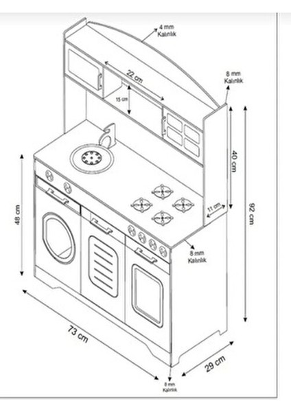 Yeşil Ahşap Mutfak Oyuncak Seti 12 Parça LED Hediyeli Eğitici Tasarım