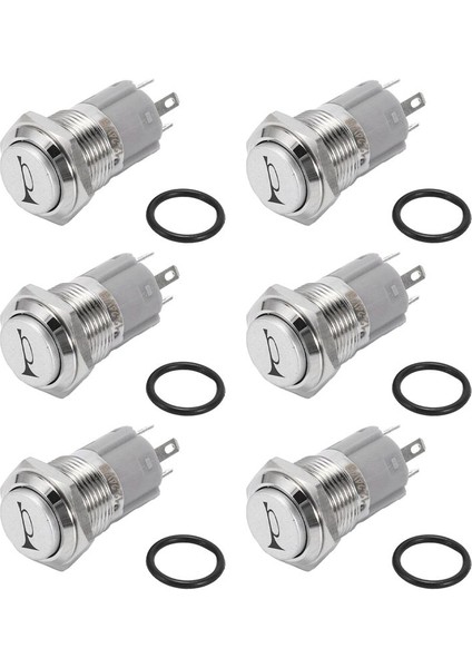 6x 12V 16MM Araba LED Işık Anlık Korna Düğmesi Metal Anahtar Boş Düğmesi Mavi (Yurt Dışından)