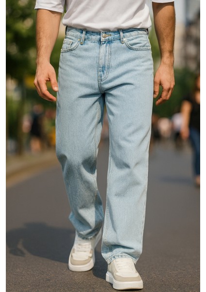 Erkek Yüksek Bel Bol Kesim Baggy Loose Fit Jean PANTOLON-C352