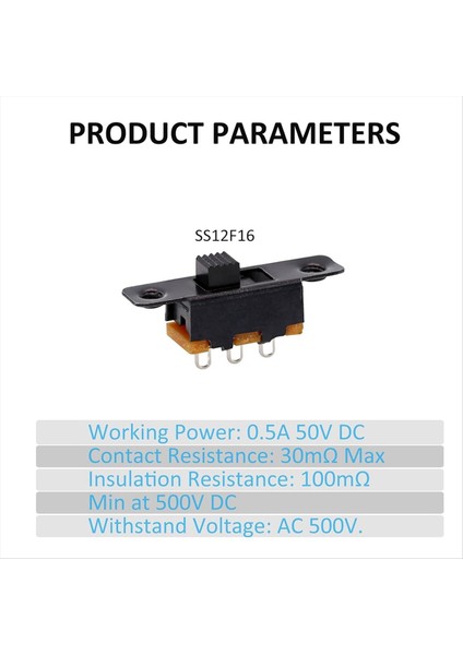 Slayt Anahtarı Panel Montajı 3 Lehim Pabucu Açma/kapalı 2 Konum 50PCS (Yurt Dışından) fırsatları