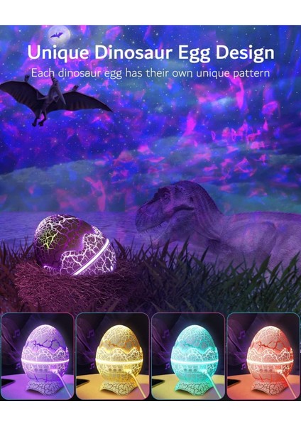 Dinozor Bluetooth Hoparlör Radyo Müzik Masa Gece Lambası Galaxy LED Projektör Işık Dinazor Yumurtası fırsatları