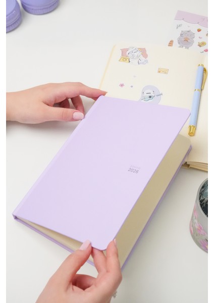 Youna 2026 Yılı A5 Ajanda 15X21 cm - 12 Aylık - Dikey Tasarım – Lila