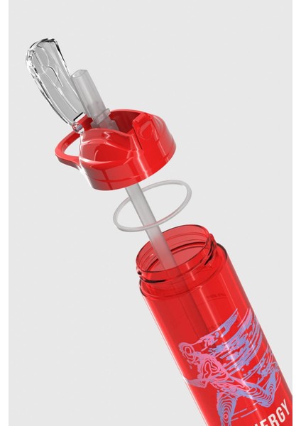 Falcon Spor Desenli 630 ml Pipetli Tritan Matara 912016 Kırmızı fırsatları