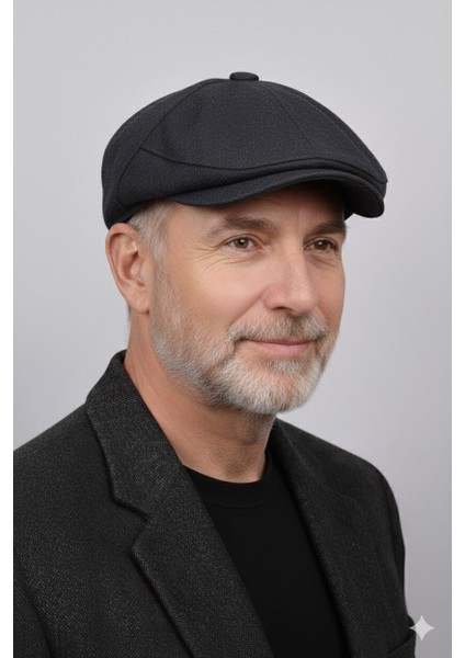 Düğmeli Klasik Kasket Kışlık Bosa Kumaş Şapka