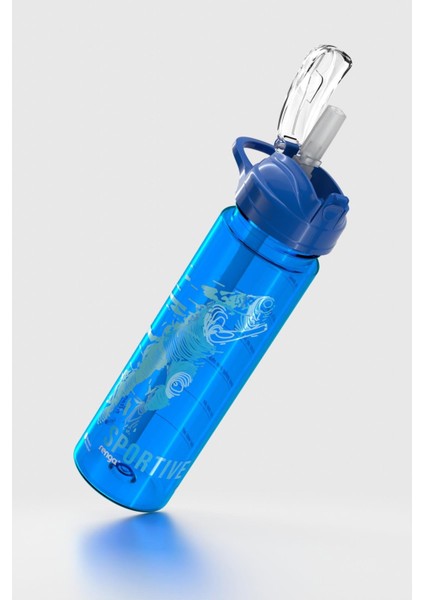 Falcon Spor Desenli 630 ml Pipetli Tritan Matara 912016 Mavi modelleri