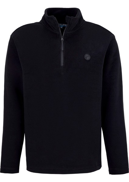 D5WM-SWT3300 Siyah Fermuarlı Yaka Basic Düz Erkek Polar Sweatshırt fiyatları
