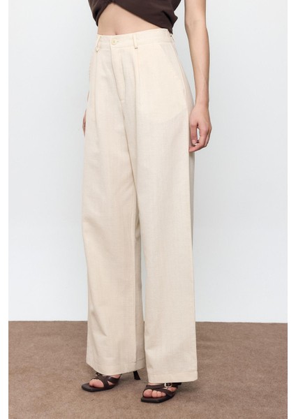 Bej %100 Cotton Dad Fit Pantolon modelleri