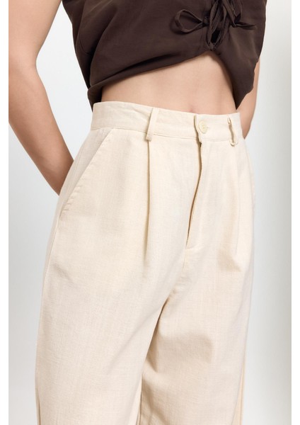 Bej %100 Cotton Dad Fit Pantolon fırsatları