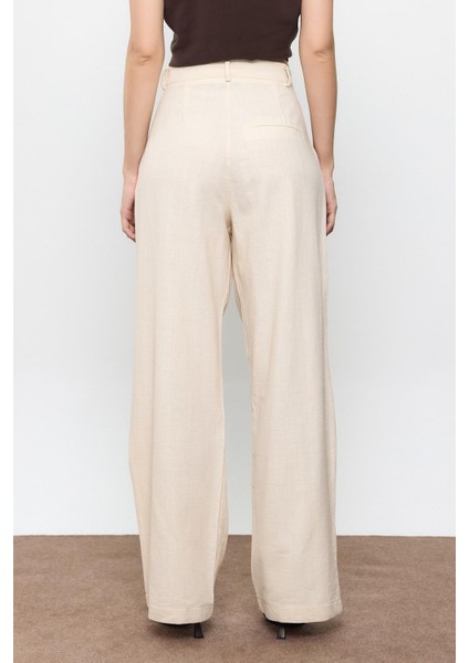 Bej %100 Cotton Dad Fit Pantolon