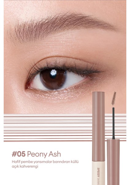 Özel Fırça Tasarımlı, Yoğun Pigmentli Kaş Maskarası PERIPERA Speedy Skinny Brow Mascara 05 Peony Ash