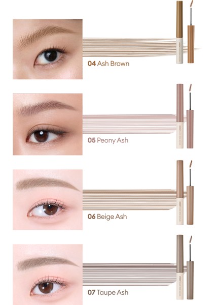 Özel Fırça Tasarımlı, Yoğun Pigmentli Kaş Maskarası PERIPERA Speedy Skinny Brow Mascara 05 Peony Ash