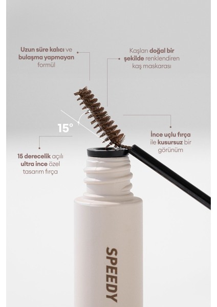 Özel Fırça Tasarımlı, Yoğun Pigmentli Kaş Maskarası PERIPERA Speedy Skinny Brow Mascara 05 Peony Ash