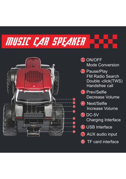 WS560 Şarjlı Klasik Traktör Araba Bluetooth Hoparlör Speaker Tws Fm Radyo Sd Kart USB Aux fiyatları