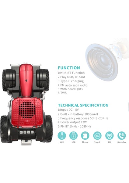 WS560 Şarjlı Klasik Traktör Araba Bluetooth Hoparlör Speaker Tws Fm Radyo Sd Kart USB Aux modelleri
