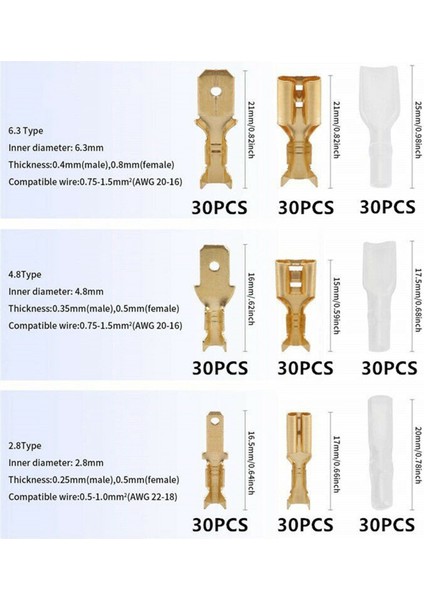1080PCS 2 8/4 8/6 3mm Tel Konektörler Kiti Kıvrım Dişi/erkek Kürek Terminalleri Elektrik Kablolama Arabası Ses Hoparlör (Yurt Dışından) indirimleri