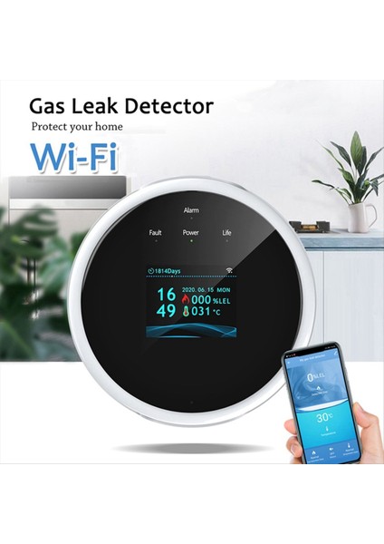 Wifi Doğal Gaz Sensörü Yanıcı Ev Akıllı Gaz Alarm Dedektörü Sızıntı Sensörü Wifi Sıcaklık Dedektörleri Ab Fişi (Yurt Dışından) indirimleri