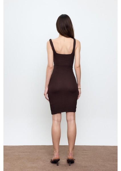 Kahverengi Askılı Bürümcük Elbise indirimleri