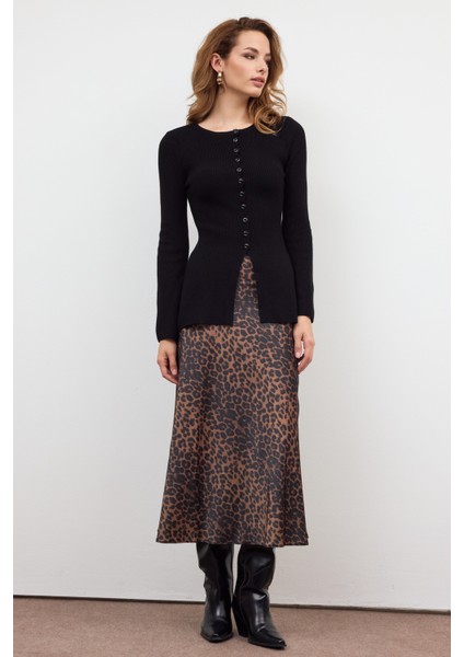 Siyah Önü Düğmeli Triko Bluz modelleri