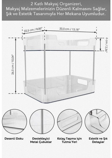 2 Katlı Makyaj Organizeri - Makyaj Düzenleyici fiyatları