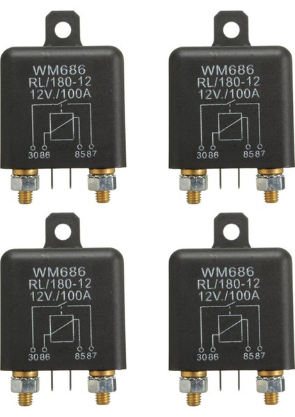 4x 12V 100AMP 4 Pimli Ağır Hizmet Tipi Açma/kapama Anahtarı Bölünmüş Şarj Rölesi Otomatik Tekne Van Siyah (Yurt Dışından)