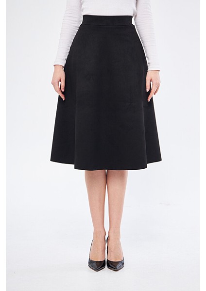 Midi Boy Süet Kiloş Etek Vizon fırsatları