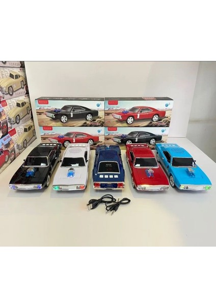 1968 Model Taşınabilir Klasik Araba Kablosuz Bluetooth Hoparlör Speaker 10 Watt Fm Radyo Sd Kart USB modelleri