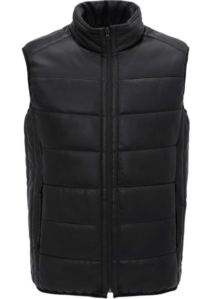 Siyah Hakiki Deri Erkek Hakiki Deri Yelek - E25GRJ310619-Q3H