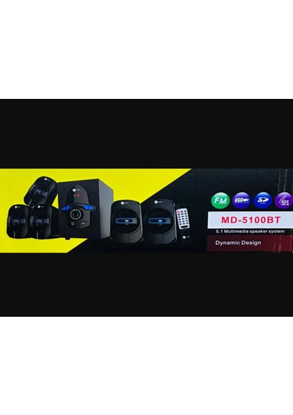 Emr-Tech MD-5100BT 5+1 Bluetoothlu Kumandalı Multimedia Ses Sistemi Hoparlör Fm/usb/sd/aux fiyatları