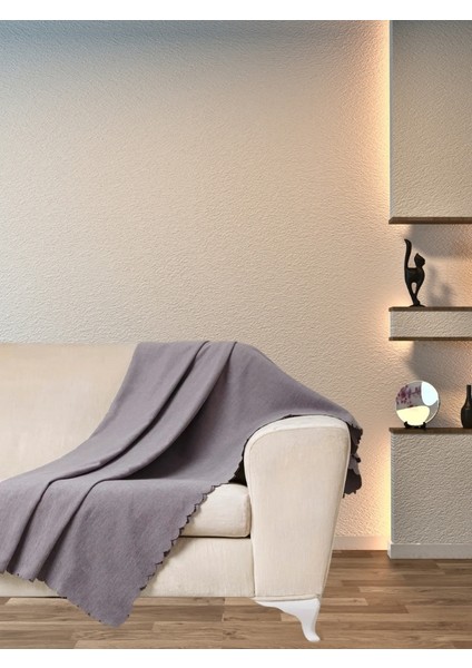 Antrasit Şönil Çift Taraflı Çekyat Koltuk Örtüsü Şalı 175 x 215 cm