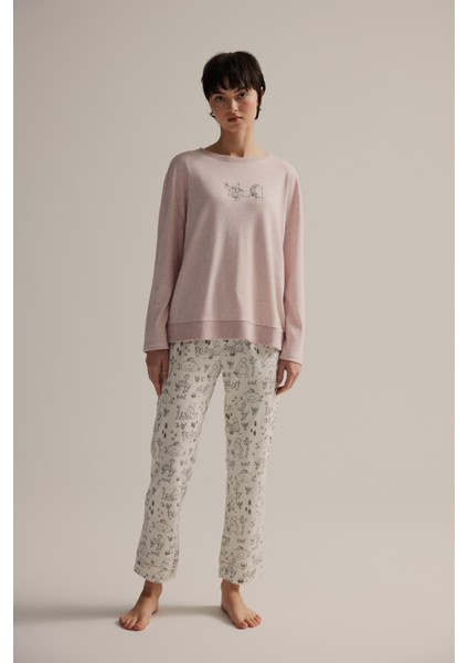 Kadın Pamuklu Uzun Kollu Pijama Takımı
