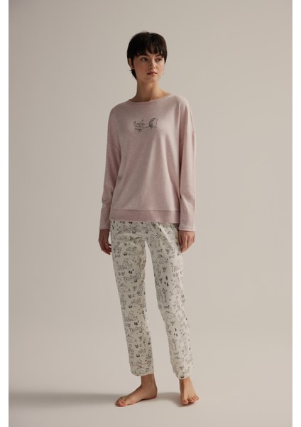 Kadın Pamuklu Uzun Kollu Pijama Takımı modelleri