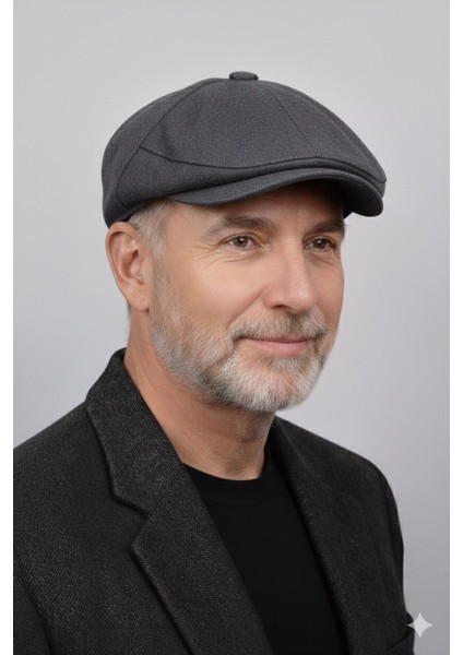 Düğmeli Klasik Kasket Kışlık Bosa Kumaş Şapka