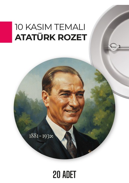 10 Kasım Atatürk Temalı Rozet | Yaka, Göğüs ve Çanta Aksesuarı | Anı ve Hatıra Ürünü