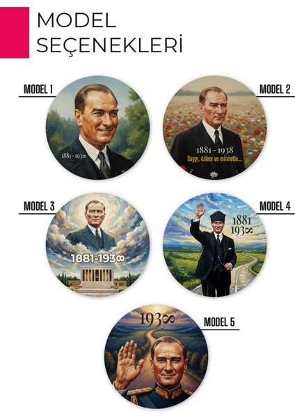 10 Kasım Atatürk Temalı Rozet | Yaka, Göğüs ve Çanta Aksesuarı | Anı ve Hatıra Ürünü modelleri