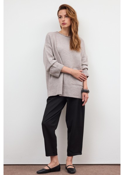 Vizon Cep Detaylı Oversize Triko Kazak fiyatları