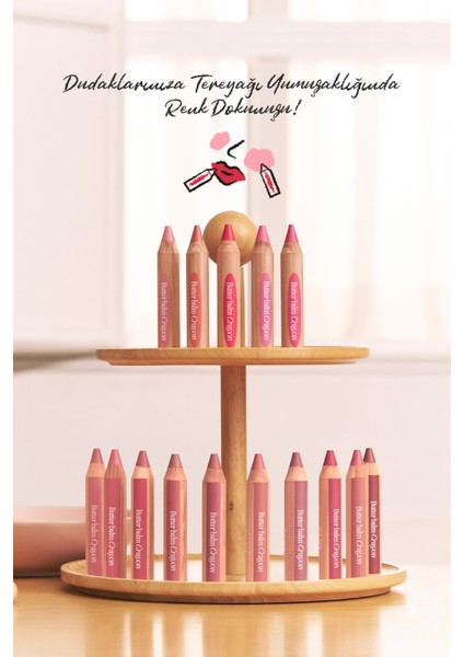 Kremsi, Kalem Şeklinde Renkli Dudak Balmı & Kalemtıraş CLIO Butter Balm Crayon 004 Modern Art Beige