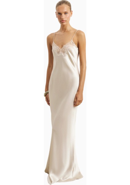 Satin Lace Detail Camisole Maxi Dress Kadın Elbise fırsatları