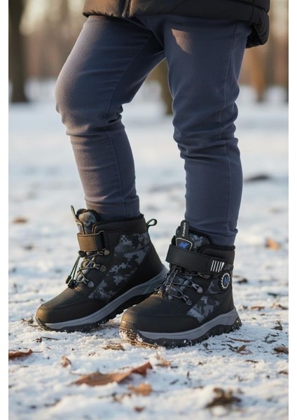 Erkek Çocuk Suya Soğuk Havaya Dayanıklı Cırtlı Içi Kürklü Siyah Kar Botu fırsatları