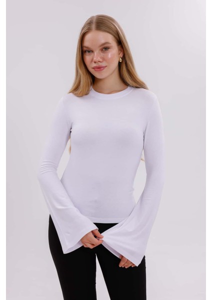 Kadın Ispanyol Kol Body - Beyaz