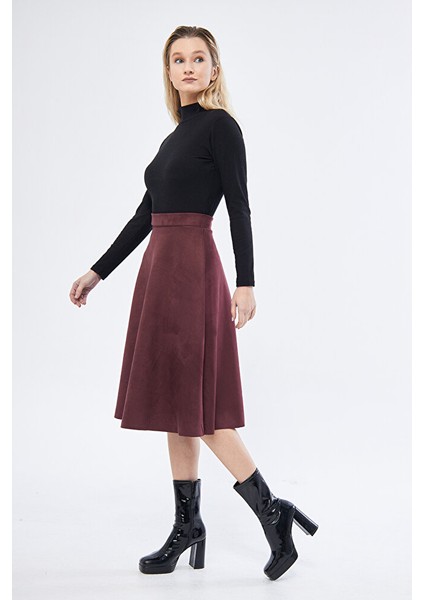 Midi Boy Süet Kiloş Etek Vizon fiyatları