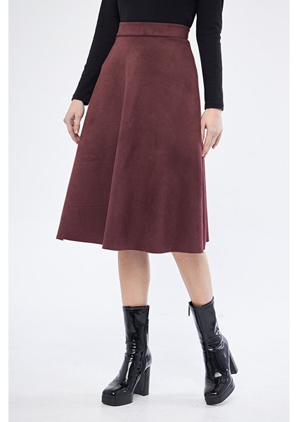 Midi Boy Süet Kiloş Etek Vizon fırsatları