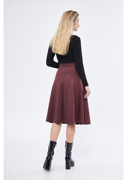 Midi Boy Süet Kiloş Etek Vizon indirimleri