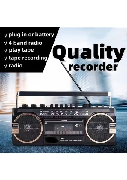 PX149BT Müzik Seti Fm Radyo USB Mp3 Player Kablosuz Hoparlör Bluetooth Retro Teyp Kaset Çalar
