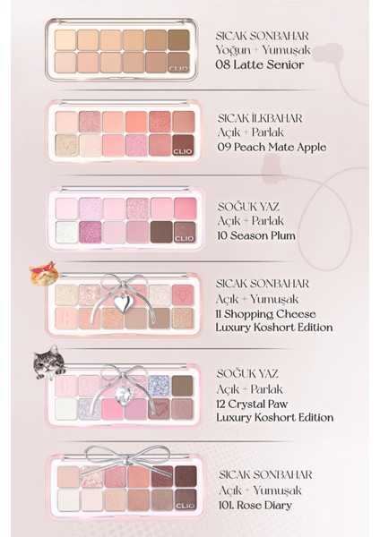 Hafif Dokulu Yoğun Renklere Sahip Göz Farı Paleti CLIO Pro Eye Palette Air (15 Tanning Brown)