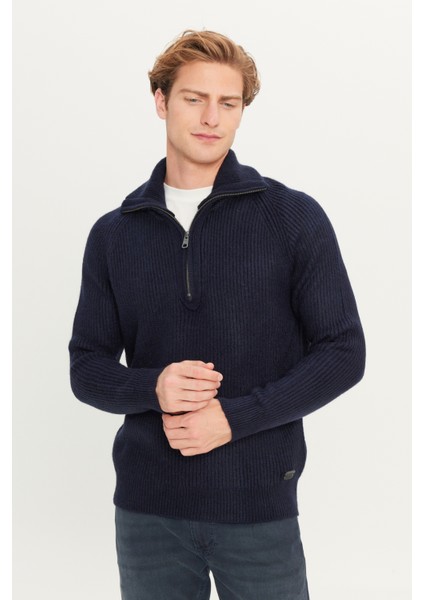 Regular Fit Dik Yaka Yarı Fermuarlı Triko Kazak Erkek Kazak L242496 410 fiyatları