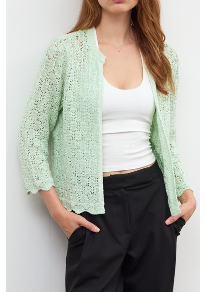 Yeşil Ajurlu Triko Hırka modelleri