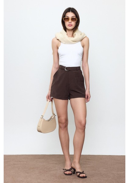Kahverengi Kemerli Şort