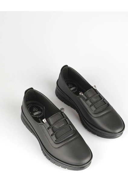 Siyah Kadın Ortopedik Taban Kadın Günlük Babet Ayakkabı