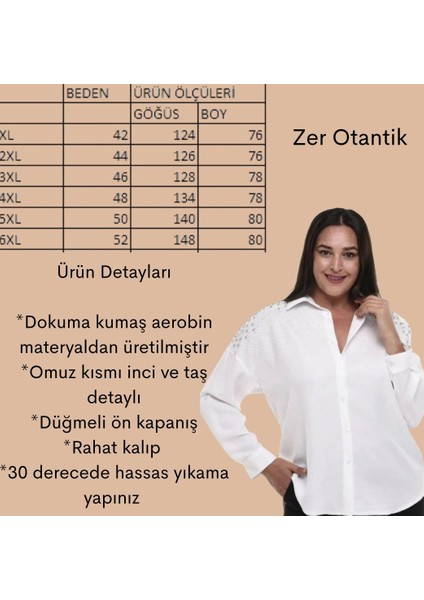 Boncuk Işlemeli Aerobin Gömlek Büyük Beden Beyaz fırsatları